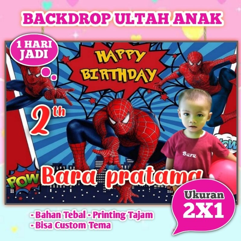 Backdrop Ulang Tahun Anak / Banner Ulang Tahun Anak / Spanduk Ulang Tahun Anak / Cetak Backdrop Ulan