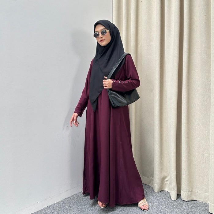 Gamis wanita syar'i jetblack premium terbaru dress hitam polos | Abaya polos 2025 | Dress wanita hit