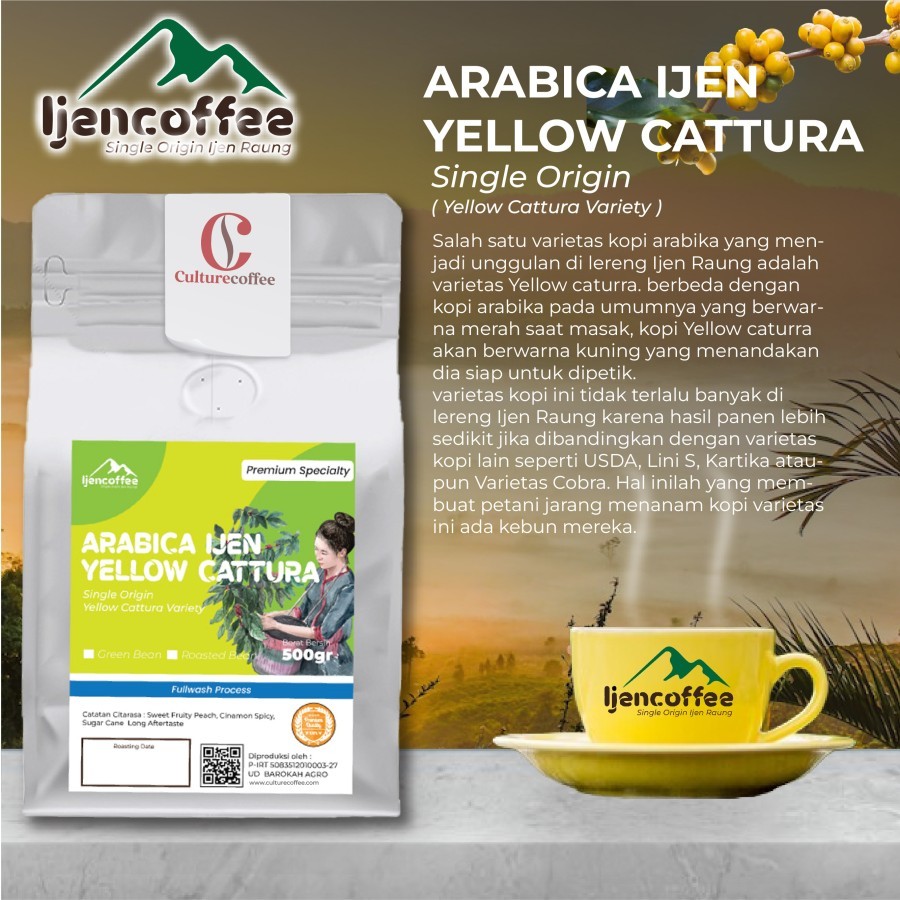 

Arabica Ijen Yellow Cattura Fullwash Roasted Bean 500GR