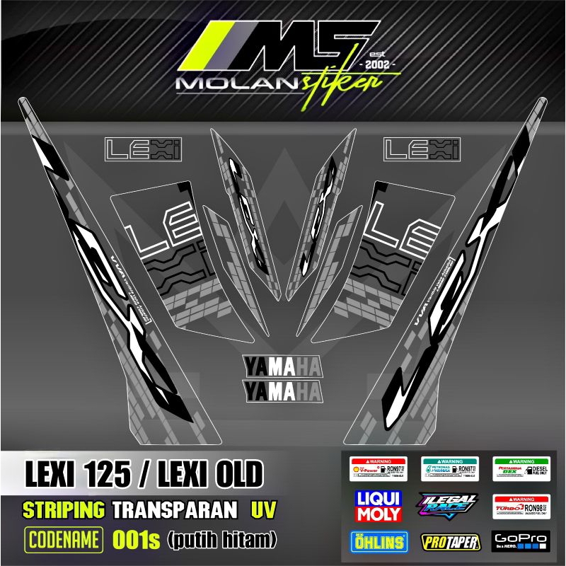 Decal Sticker Striping Variasi Transparan Uv LEXI 125 2018-2023 Yamaha LEXI 125 Old/Lama Decal Lexi 