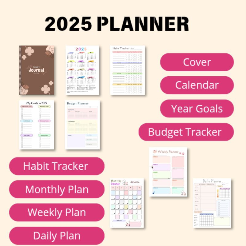 

Notebook A5 / buku catatan A5 / buku catatan to do list / monthly planner/ weekly planner / daily planner / budget tracker/ habit tracker/ jurnal tahunan