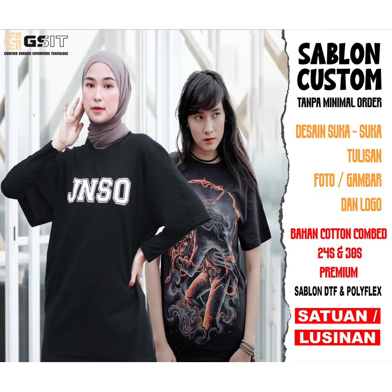 Kaos Custom Sablon Satuan DTF I design suka suka | Bikin kaos satuan LANGSUNG PROSES