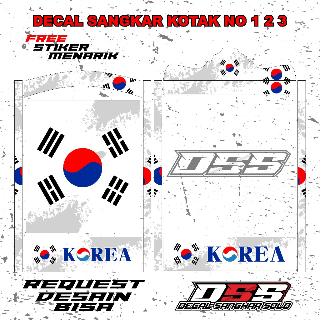 DECAL SANGKAR BURUNG KOTAK MOTIF KOREA NO 1 2 3
