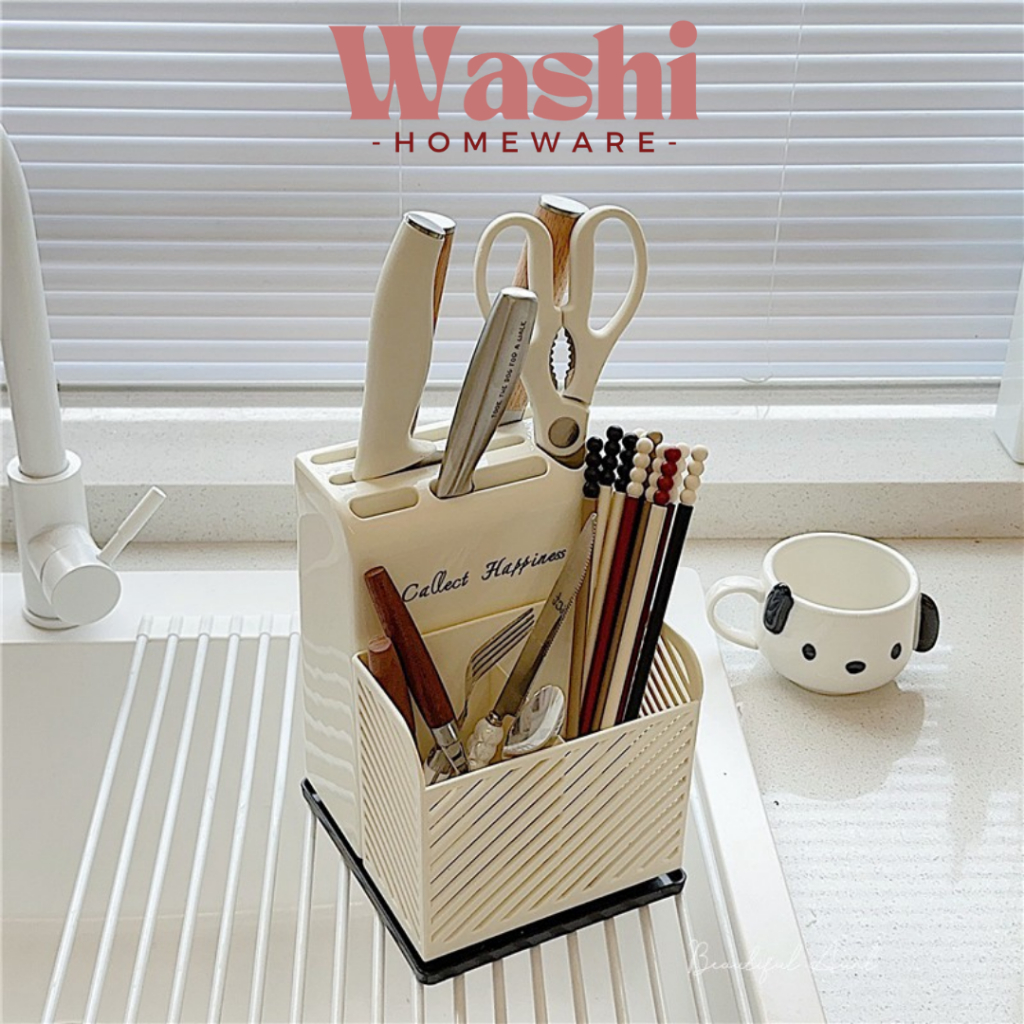 WASHI - CHAYA Rak Laci Cutlery Serbaguna Tempat Susun Utensil Estetis Wadah Susun Sendok Garpu Organ