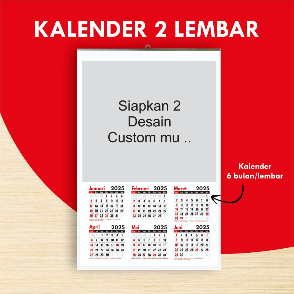 

kalender 2025 isi 2 lembar bisa tambah foto