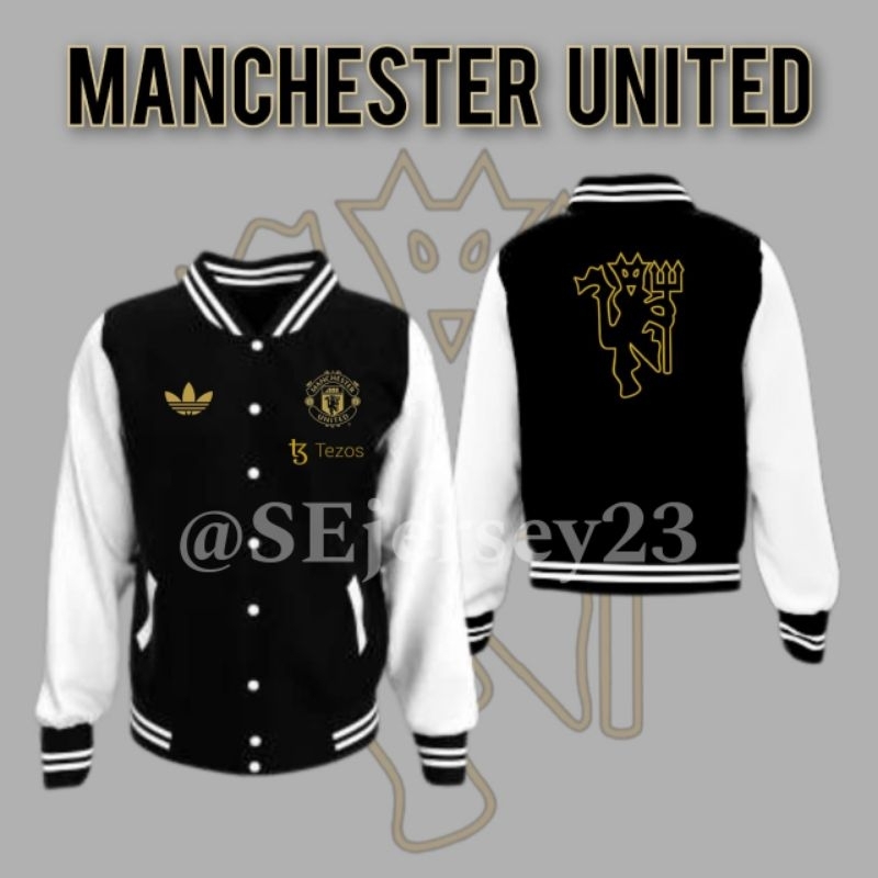 Jaket Varsity MU Musim 2024-2025 / Jaket Pria Polos Bisa Sablon Termurah / Jaket Bola Grade Ori / Je
