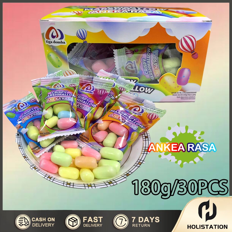 

1 box 30 Pcs-Crispy Marshmallow-Aneka Rasa Buah Mini Snack Makanan