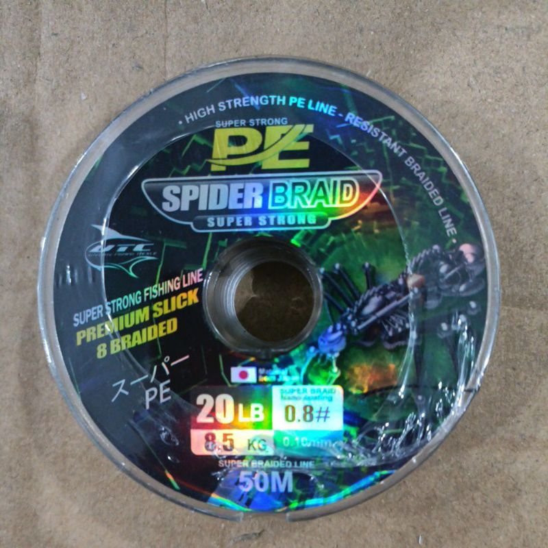 Senar pancing kuat PE SPIDER x8 pe x8 50 m warna hitam