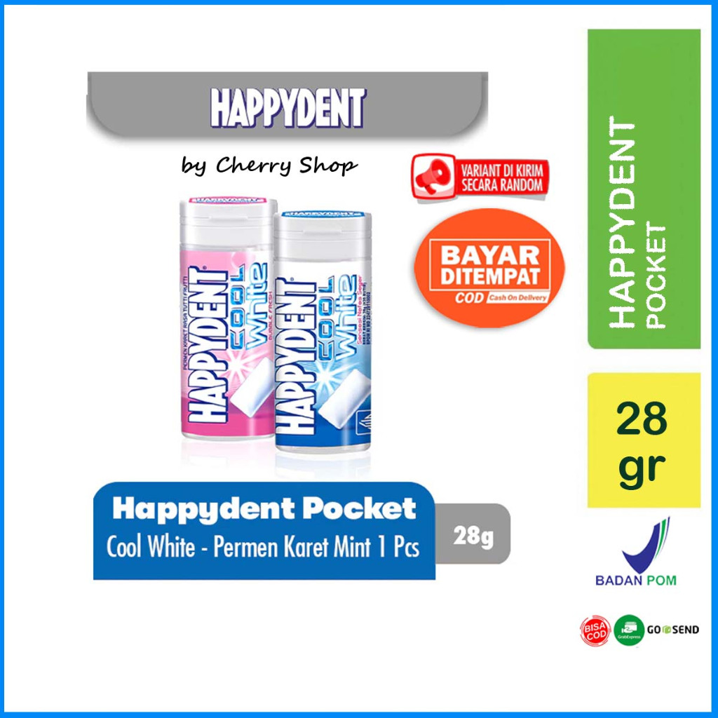 

Happydent Cool White Pocket Bottle 28g - Permen Karet Rasa Mint By Cherry Shop