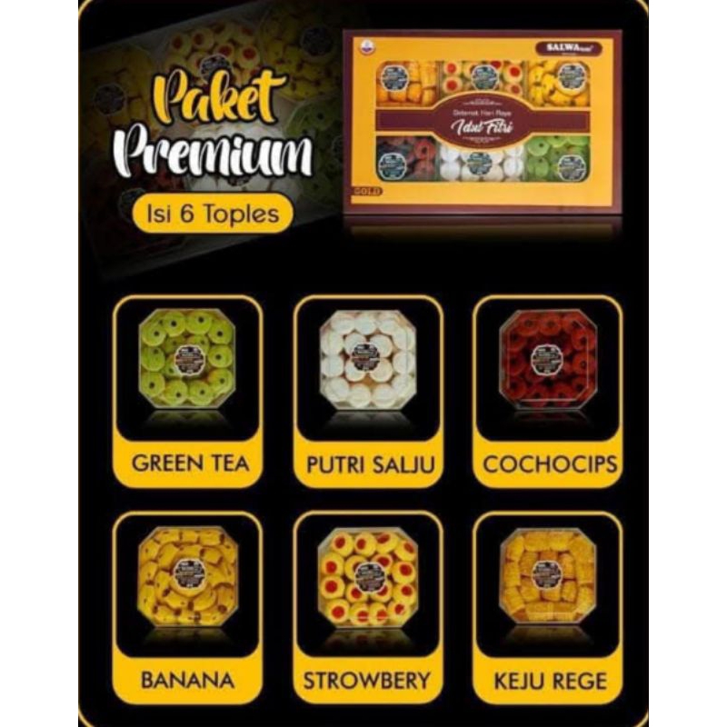 

Kue Kering Hampers Lebaran Paket Premium Ori Salwa Isi 6 toples