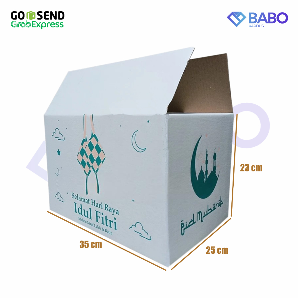 

KARDUS PARSEL LEBARAN 35X25X23 CM / BOX PARCEL / PAKET SEMBAKO / DUS IDUL FITRI / HAMPERS - EID MUBARAK - PAKET SEMBAKO 35 X 25 X 23 CM