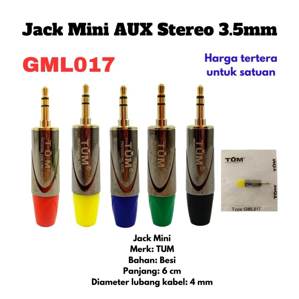 TUM Jack Audio Connector Akai Mini stereo 3,5mm / Jack Aux 3,5mm