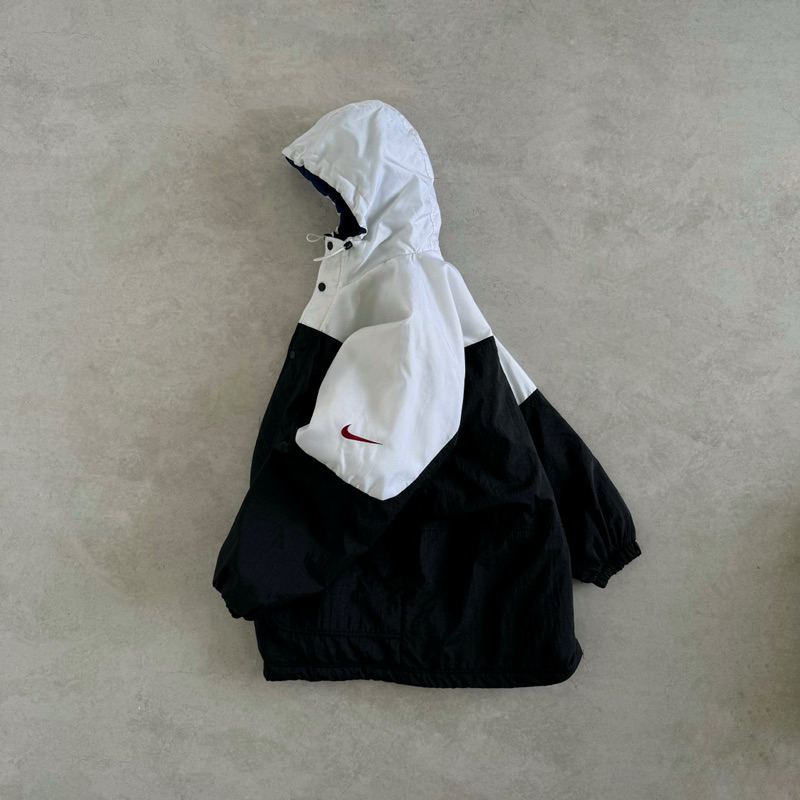 Vtg Puffer Jacket Hooded Nke 90’s - Black White