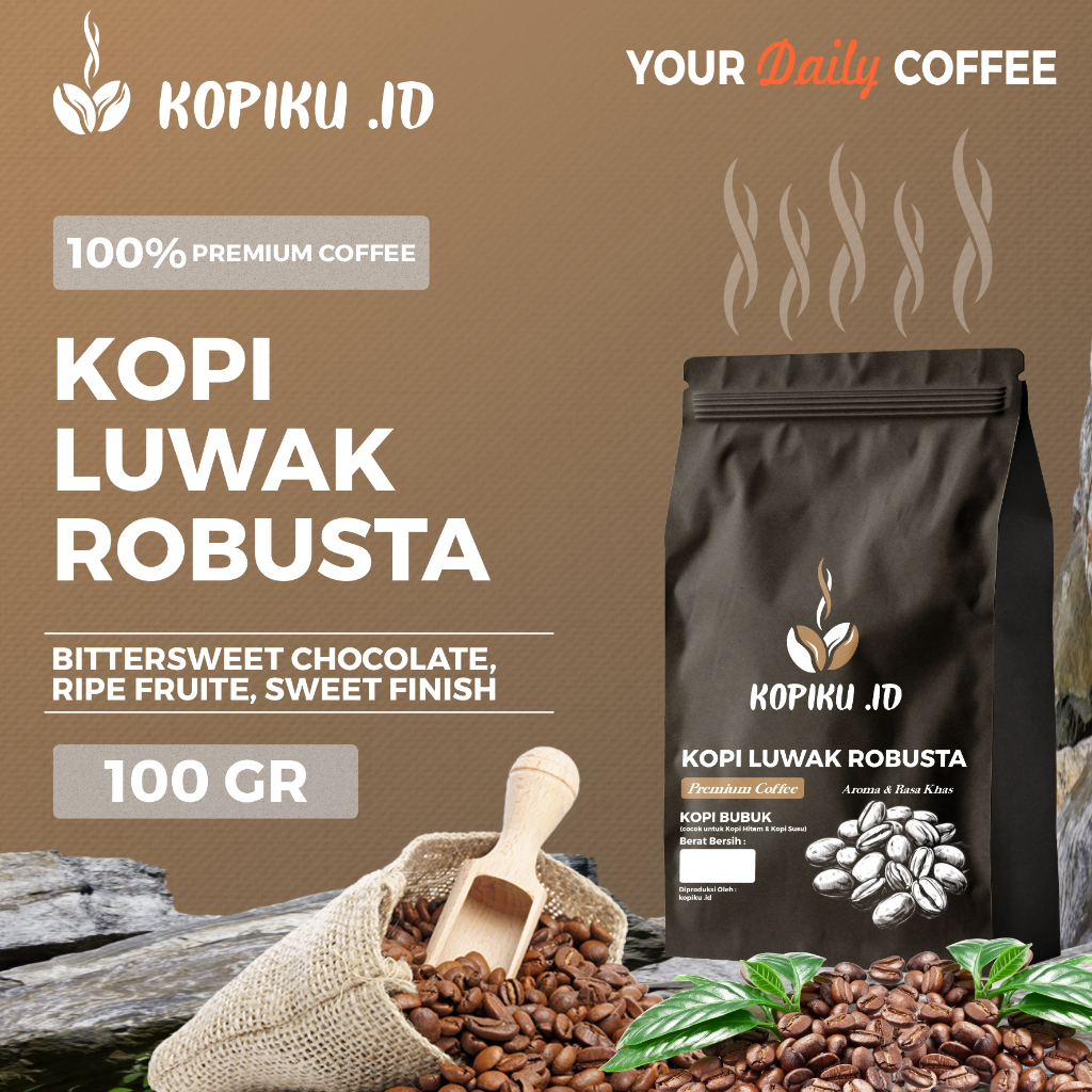 

Kopiku.id - Bubuk kopi Luwak Robusta Premium Coffee 100gr
