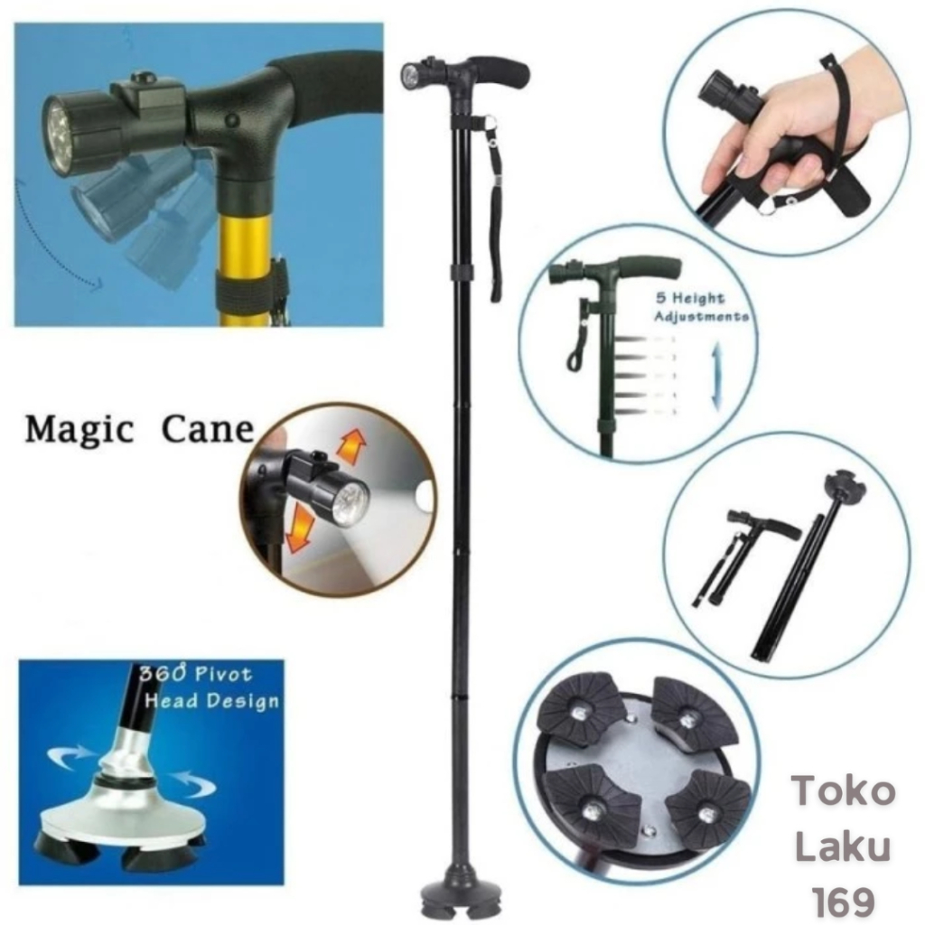 Tongkat Lipat Senter / Tongkat Alat Bantu Jalan Lansia / Tongkat Lipat Kaki 4