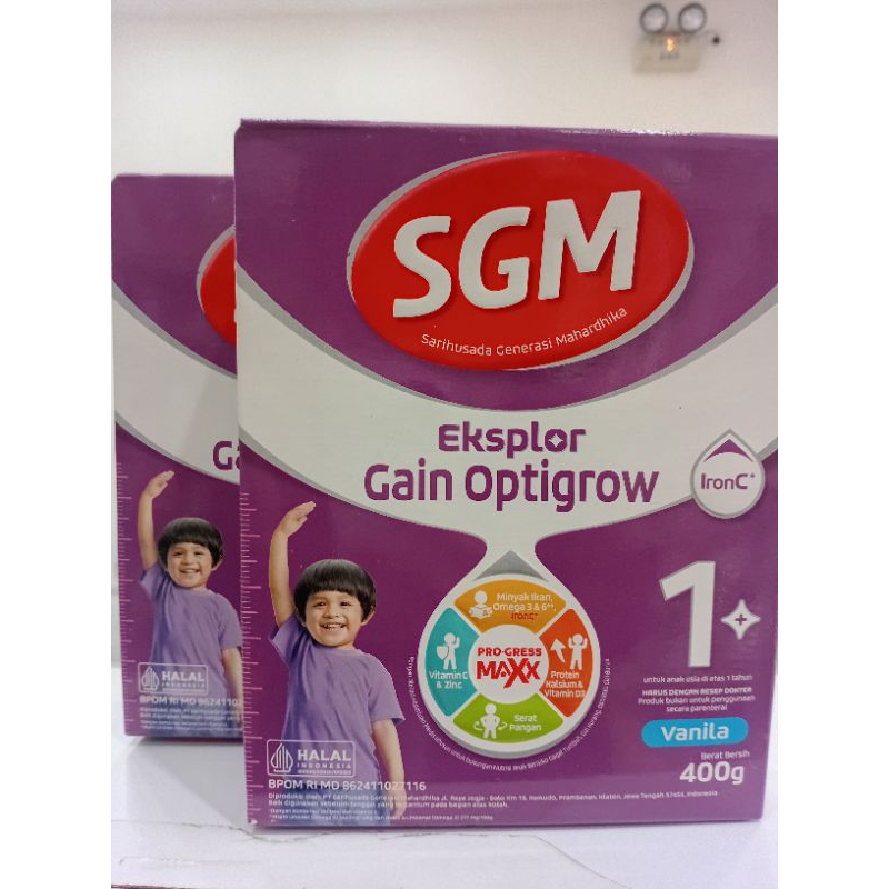 

SGM EKSPLOR GAIN OPTIGROW 400G 1+ susu penambah BB Anak usia 1 tahun ke atas