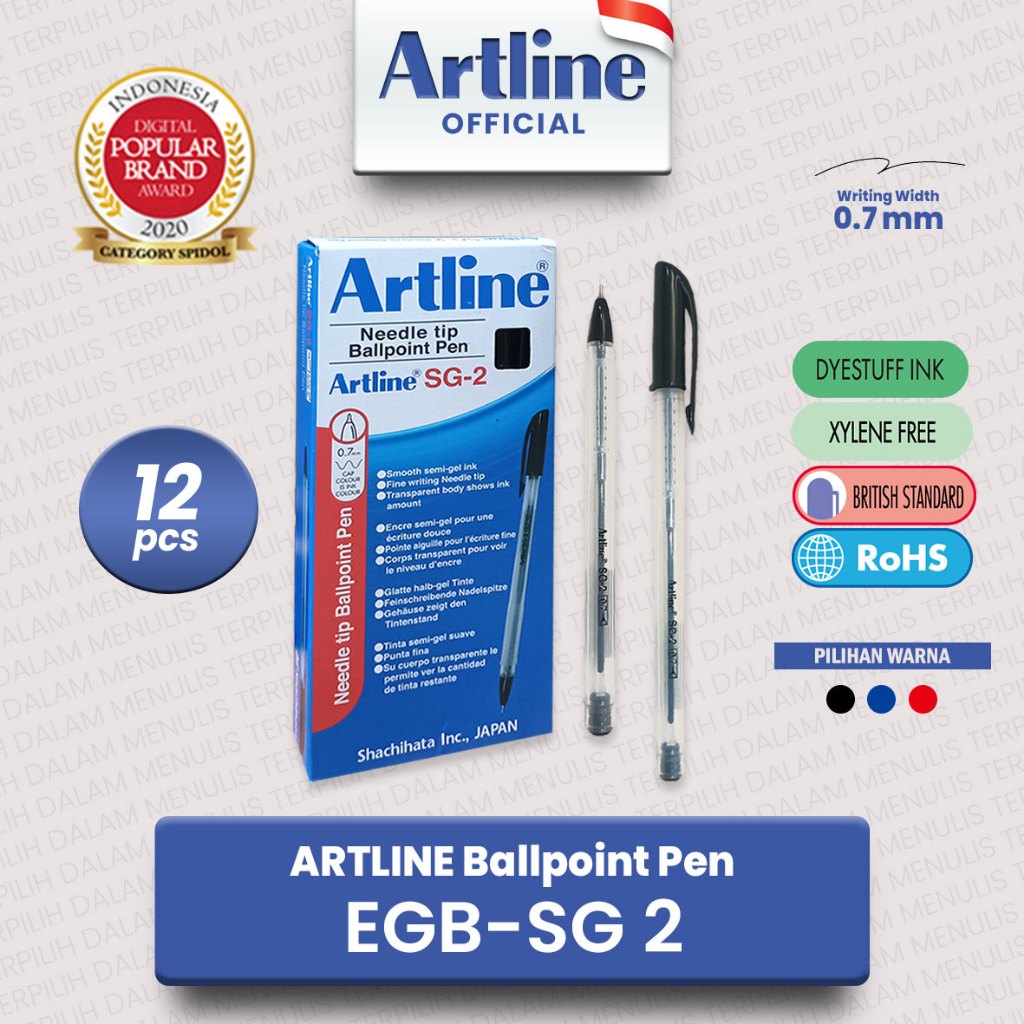 

(LIVE) ARTLINE Ballpoint Pen Pulpen 0.7 mm EK-SG2 (12 BUAH) 2