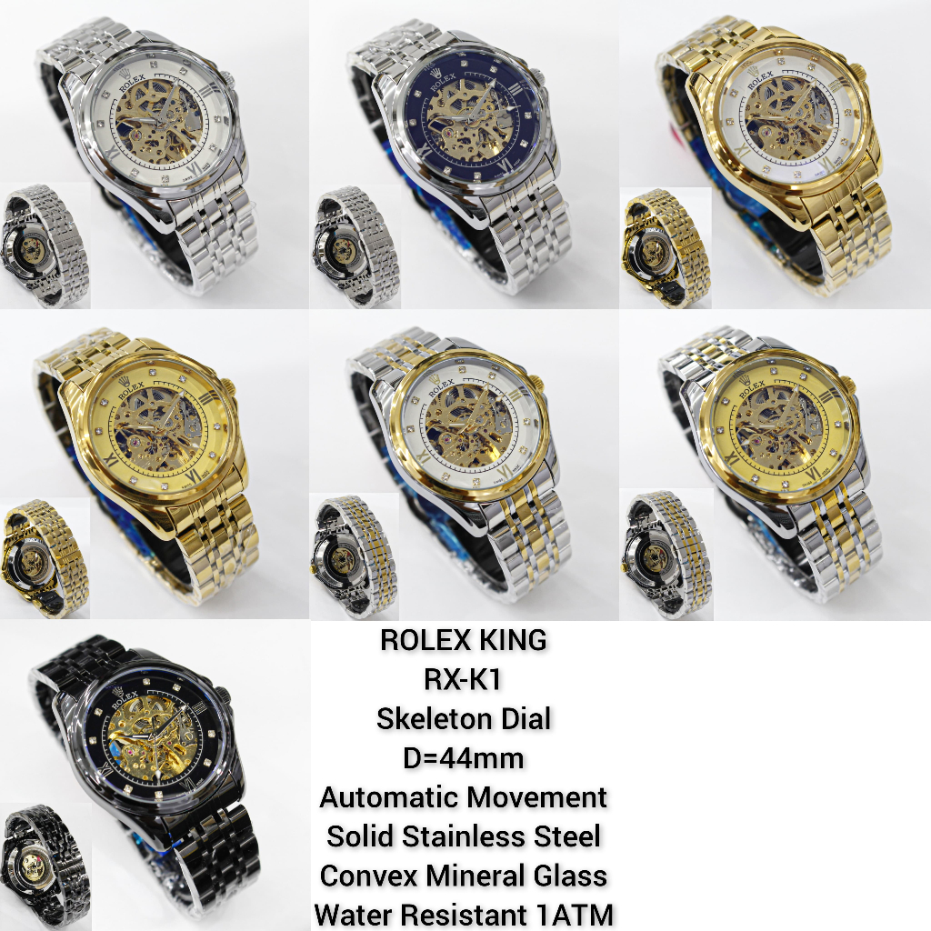 JAM TANGAN ROLEX KING RX-K1/JAM TANGAN ROLEX SKELATON AUTOMATIC MOVEMENT/JAM TANGAN ROLEX OTOMATIS/J