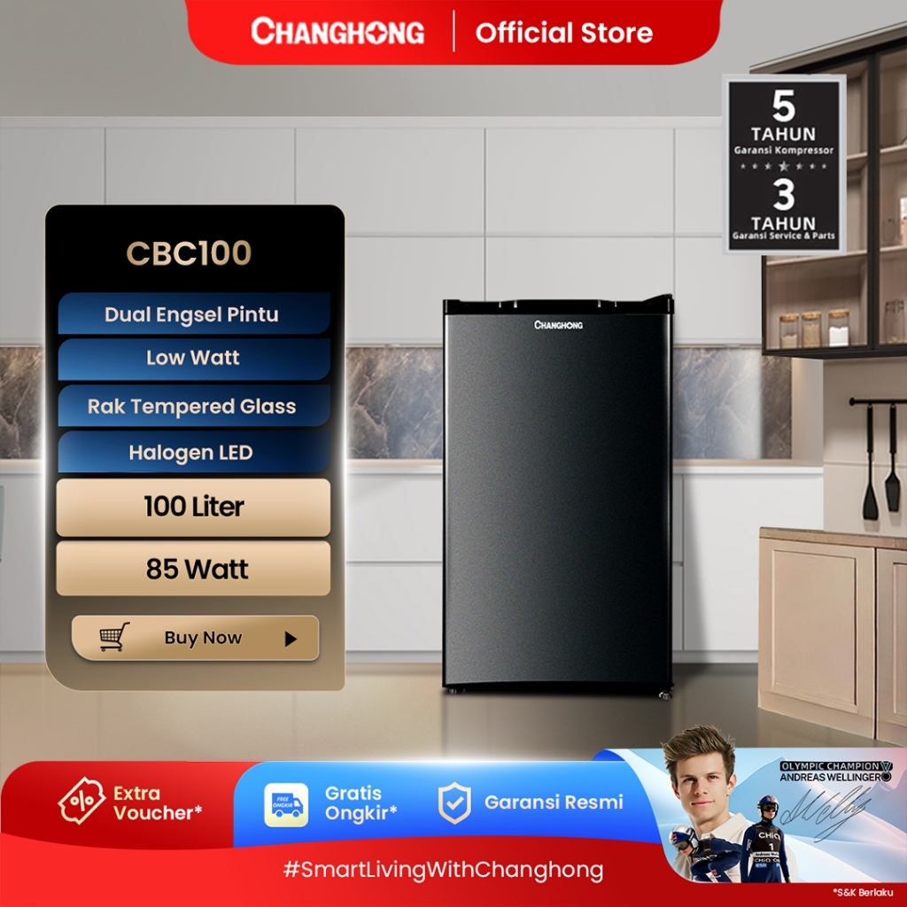 Kulkas 1 Pintu Changhong CBC 100 / Kulkas Kecil 1 Pintu Kapasitas 100 Liter Changhong CBC100 / Chang