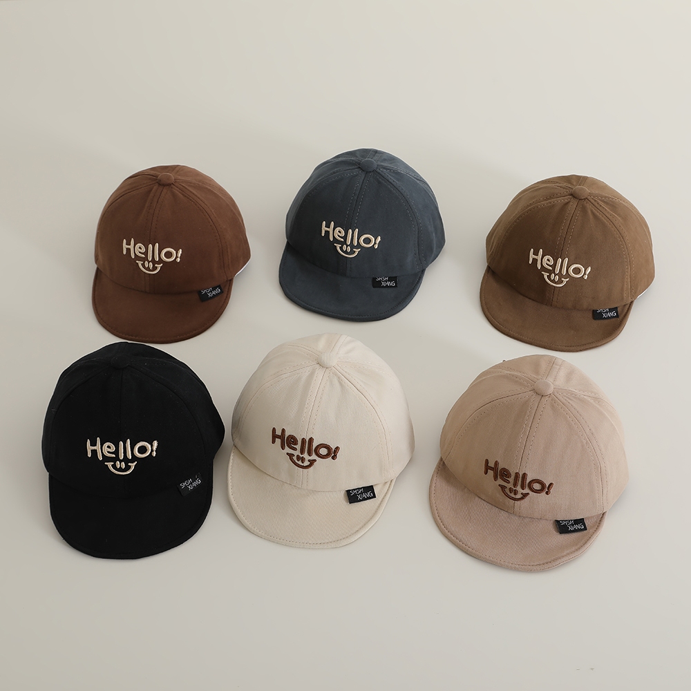 Topi Anak Laki Laki Import Topi Lucu Anak Cowok Impor Topi Motif Tulisan Hello Dengan Logo Smile Top