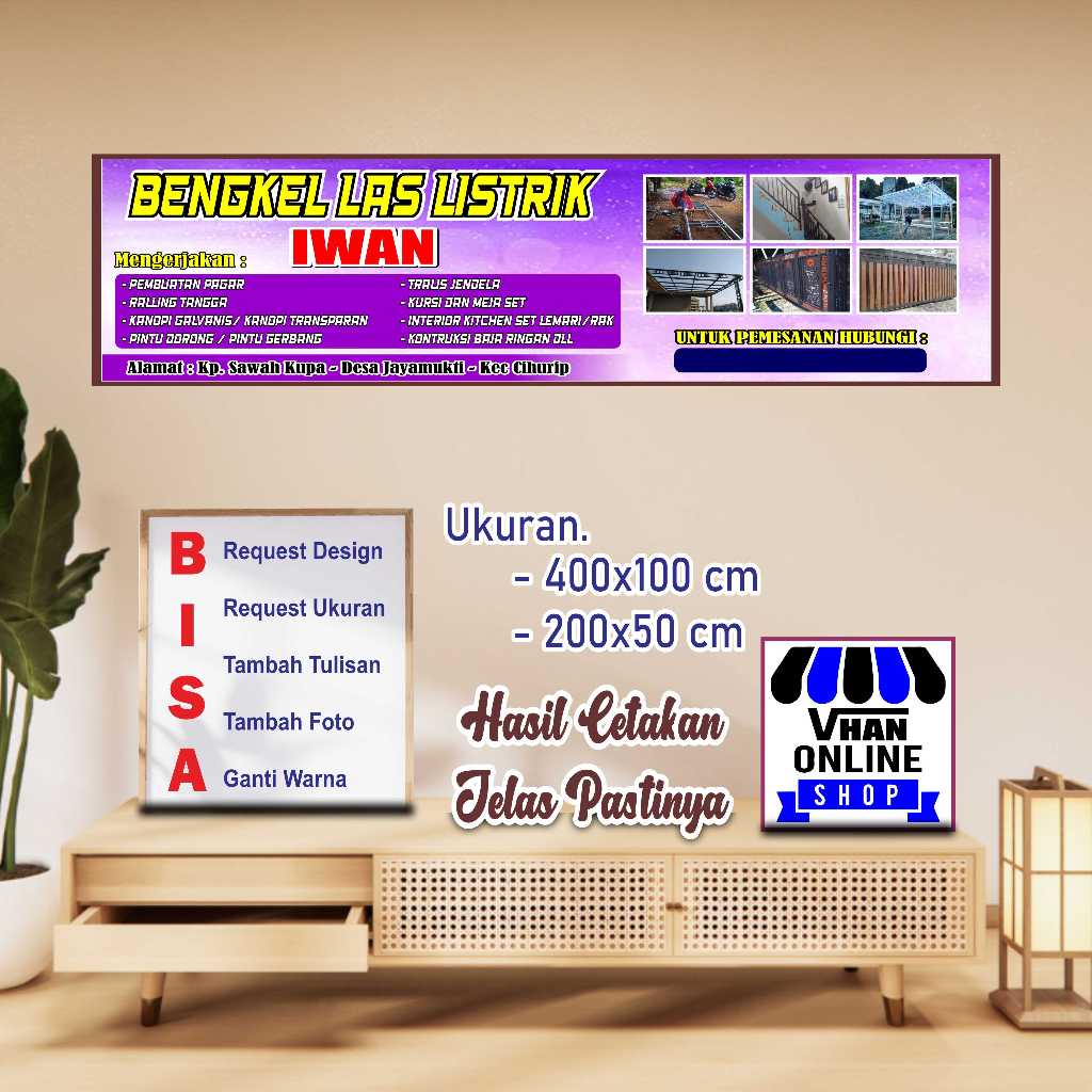 Cetak Spanduk Banner Bengkel Las Listrik Bahan Kuat