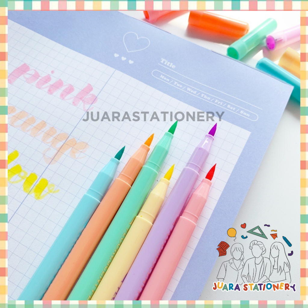 

810 - Brush Pen / Lettering Pen Pastel / Spidol Warna Warni Dua Ujung Lettering Jurnaling Journaling Lattering