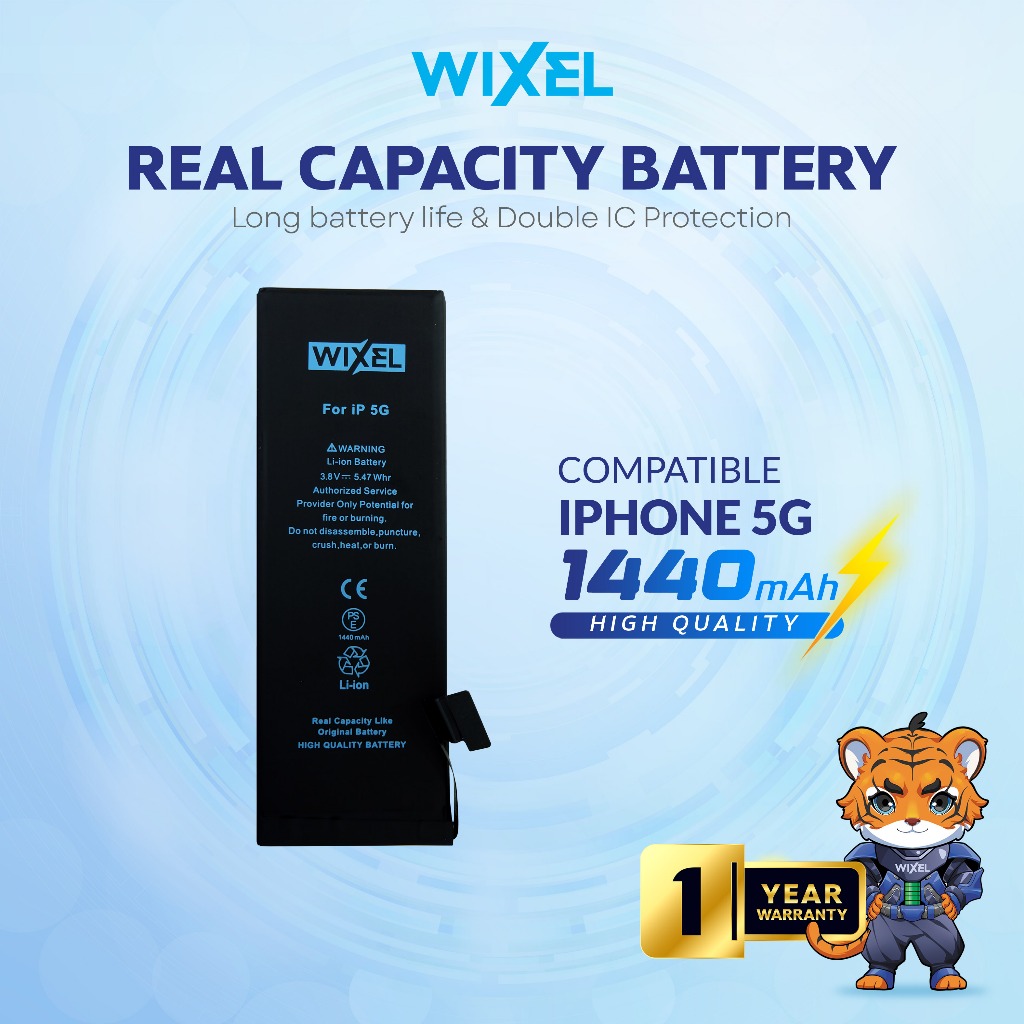 WIXEL Baterai Iphone 5 / Iphone 5G Batre Batrai Battery Dual Double Power HP Handphone Apple Ip Ori 