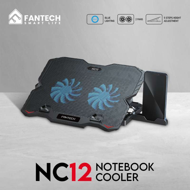 Fantech Notebook Cooler NC 12 / NC12 / NC-12 2 Fan Blue LED