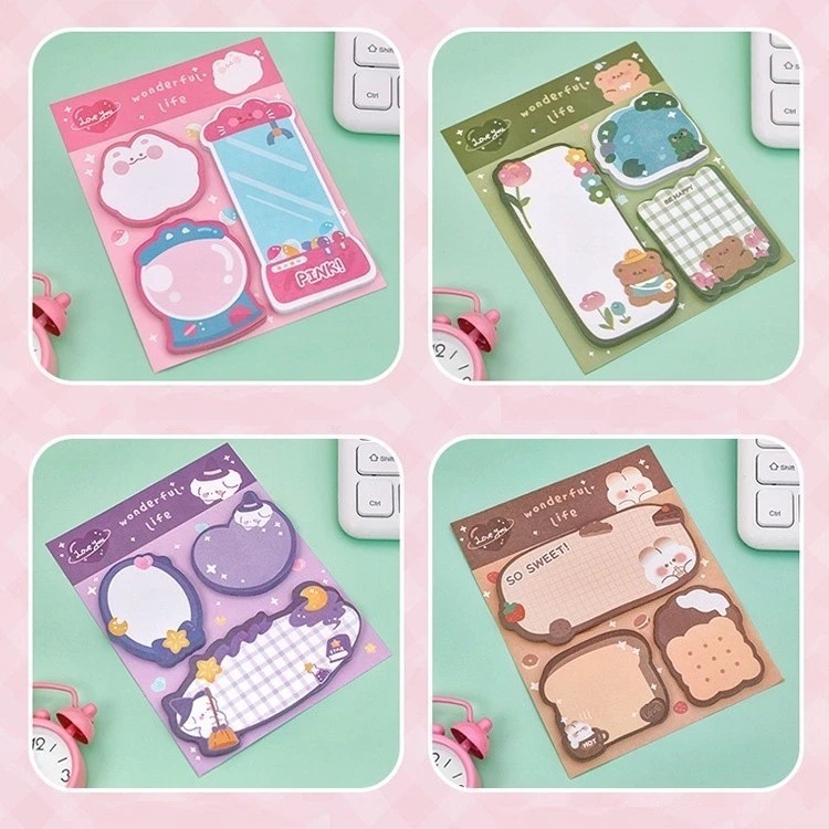 

Sticky Notes Lucu 3IN1 Tempelan Kertas Catatan 60Lembar Notes Kertas Tempel Karakter Cat Bear Rabbit Pembatas Buku Motif
