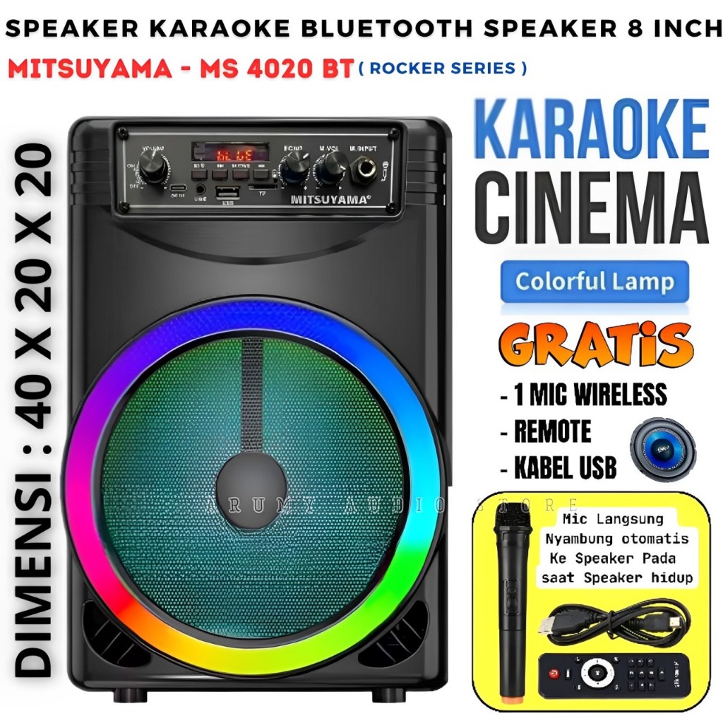 Speaker Karaoke Bluetooth 8'' Mitsuyama Ms-4020bt Rocker Series Spea | Mitsuyama Ms-4020bt Rocker Sp