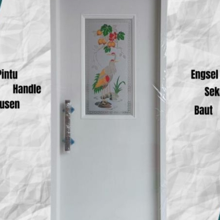 Pintu PVC Kamar Mandi Motif 2 Burung {Ada Cermin di Belakang Pintu}