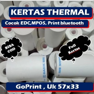 

Paket 10 Roll Kertas Kasir logo BRI 57x33 Merek GoPrint/themper, full tanpa tulang