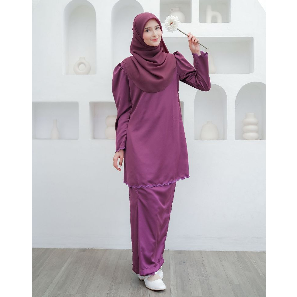 Baju Kurung Melayu Fatimah Bordir Perempuan Akad Malaysia Shufa Collection