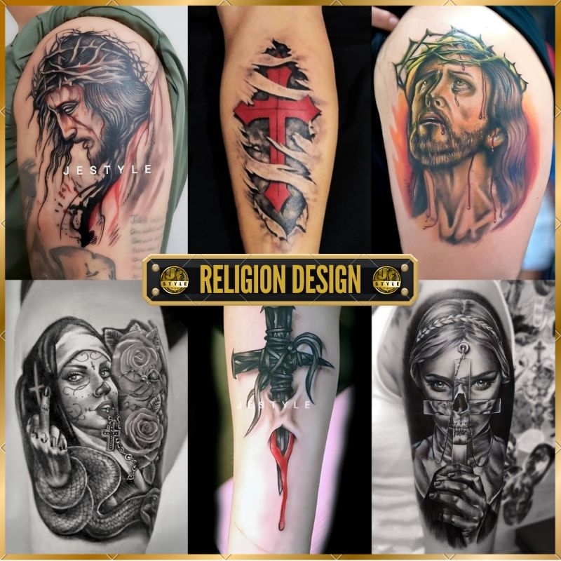 [RLC-RLD] TATO TEMPORER TEMPORARY TATTOO SEMENTARA MOTIF SALIB JESUS RELIGION DESIGN