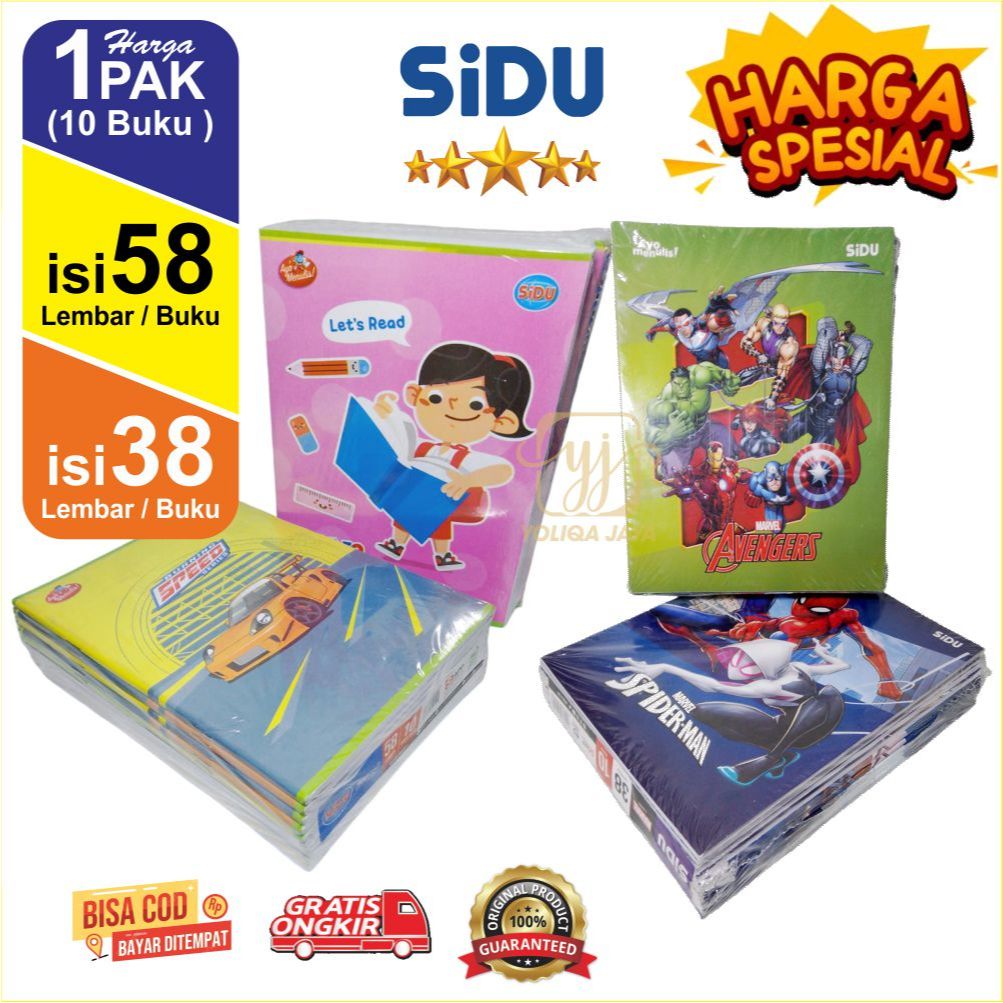 

BUKU TULIS SINAR DUNIA Buku Tulis Sekolah SIDU Isi 58 Lembar & 38 Lembar HARGA 1 PAK (10 BUKU)