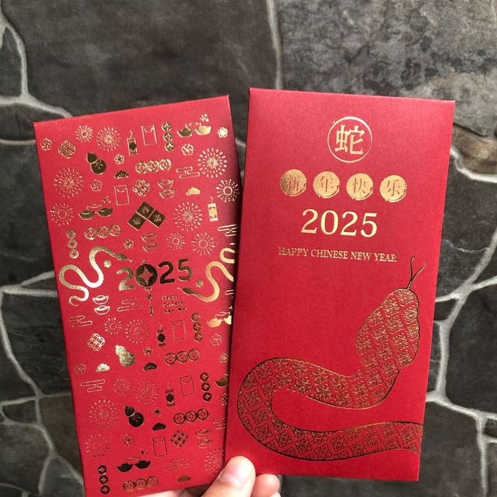 

READY STOCK !! 6 PCS ANGPAO IMLEK PREMIUM 2025 SHIO ULAR Angpau foil Gold