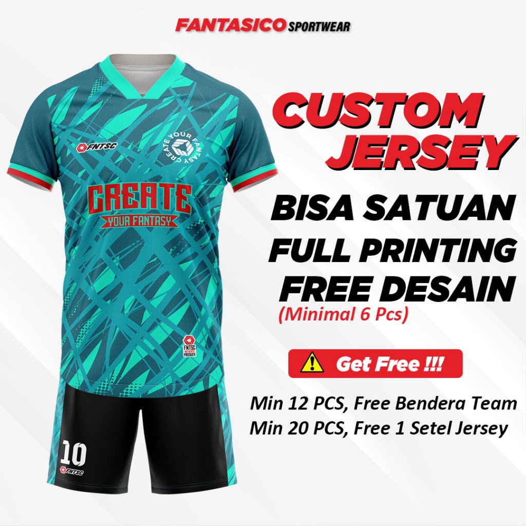 Fantasico Jersey Futsal Printing Custom Jarsey Baju Kaos Setelan Stelan Club Bola Badminton Basket B