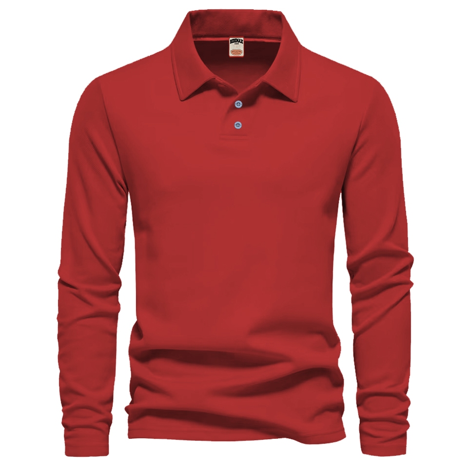 360Ridemax - T-Shirt Polo Panjang Polos Kerah Merah Kaos T Shirt Quality Unisex