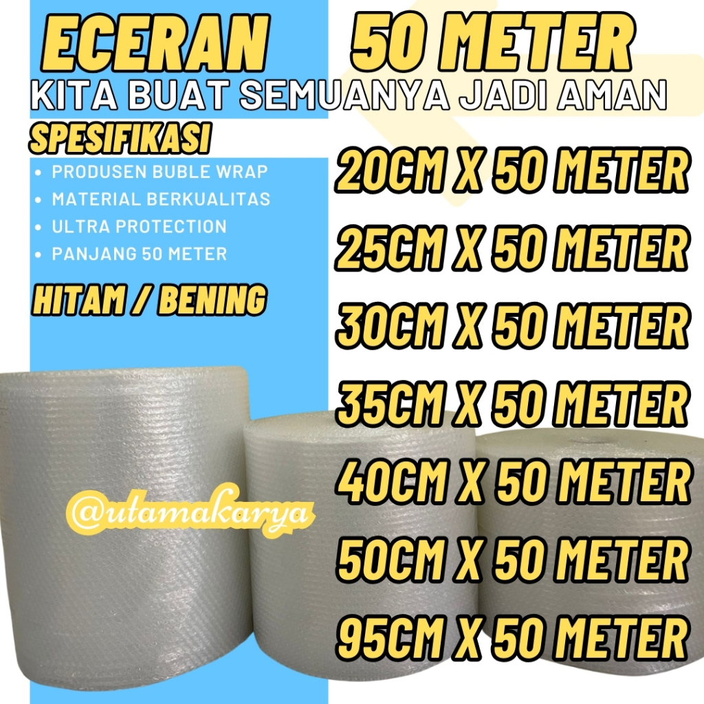 

BUBLE WRAP 30 CM x 50 METER PACKING BUBLE PLASTIK GELEMBUNG