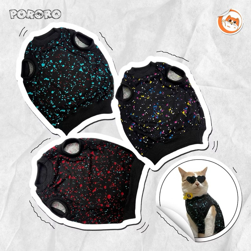 PORORO BAJU KUCING MOTIF MARBLE PAINT