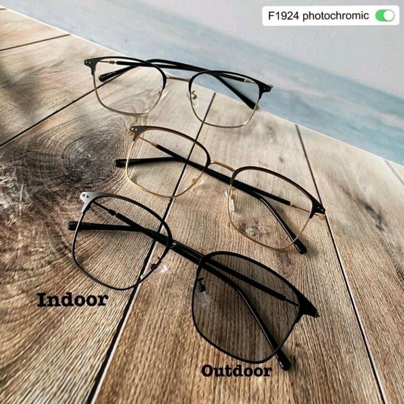 KACAMATA PHOTOCROMIC KOTAK 1924 COWO - CEWE BEST SELLER, BISA CUSTOM MINUS & CYLINDER