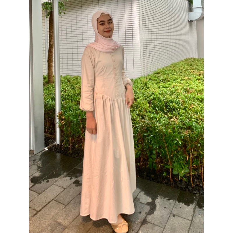 New Product Polos Hitam Katun Tesa Dress By.Azeera Ukuran M-Xl