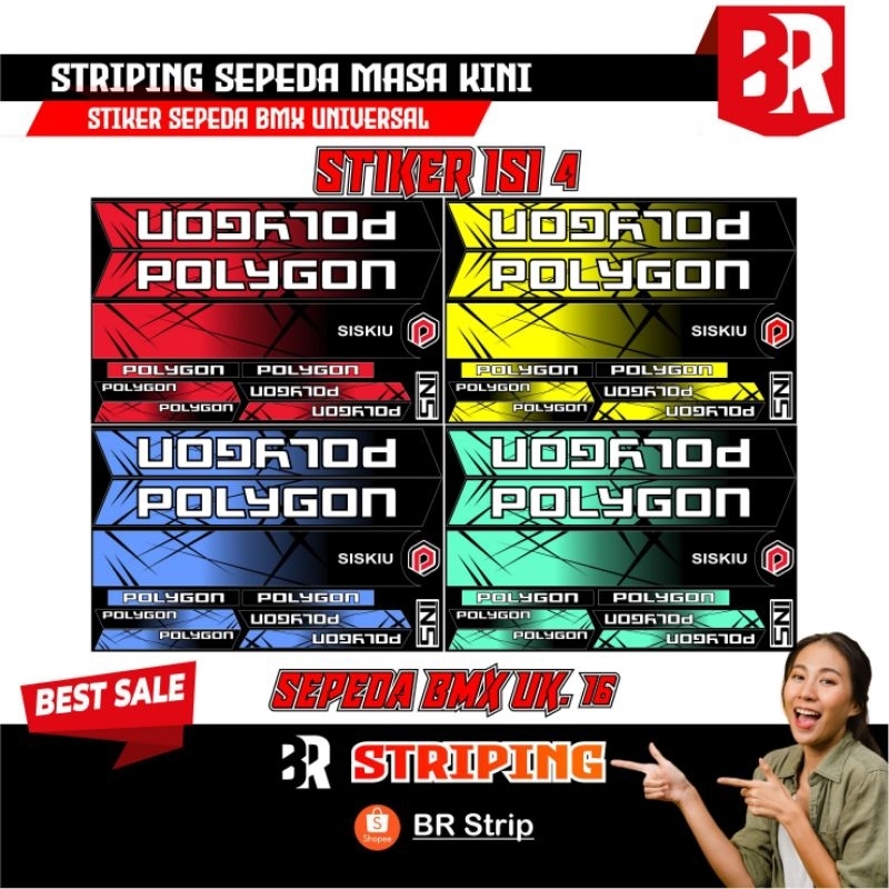 (COD) ISI 4 STIKER TERBARU stiker striping sepeda BMX polygon bkn rogue maupun razor BMX 16 mngkilap