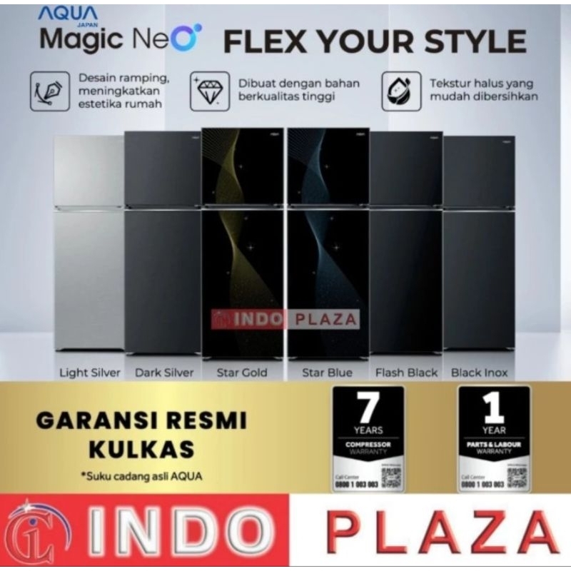 KULKAS AQUA 2 PINTU MAGIC NEO SERIES BIGGGER FREEZER+ENERGI SAVING+TURBO COOLING