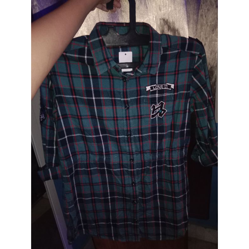 Kemeja Kotak-kotak Long sleeve (green)