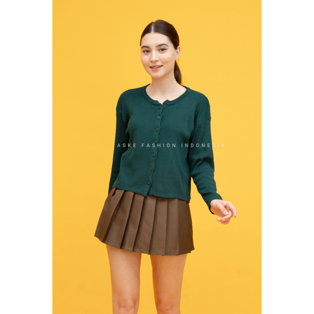 YUKI CARDIGAN CROP TOP KOREA - LONGSLEEVE SOFT KNIT BASIC KOREA - CARDIGAN RAJUT - ATASAN TANGAN PAN