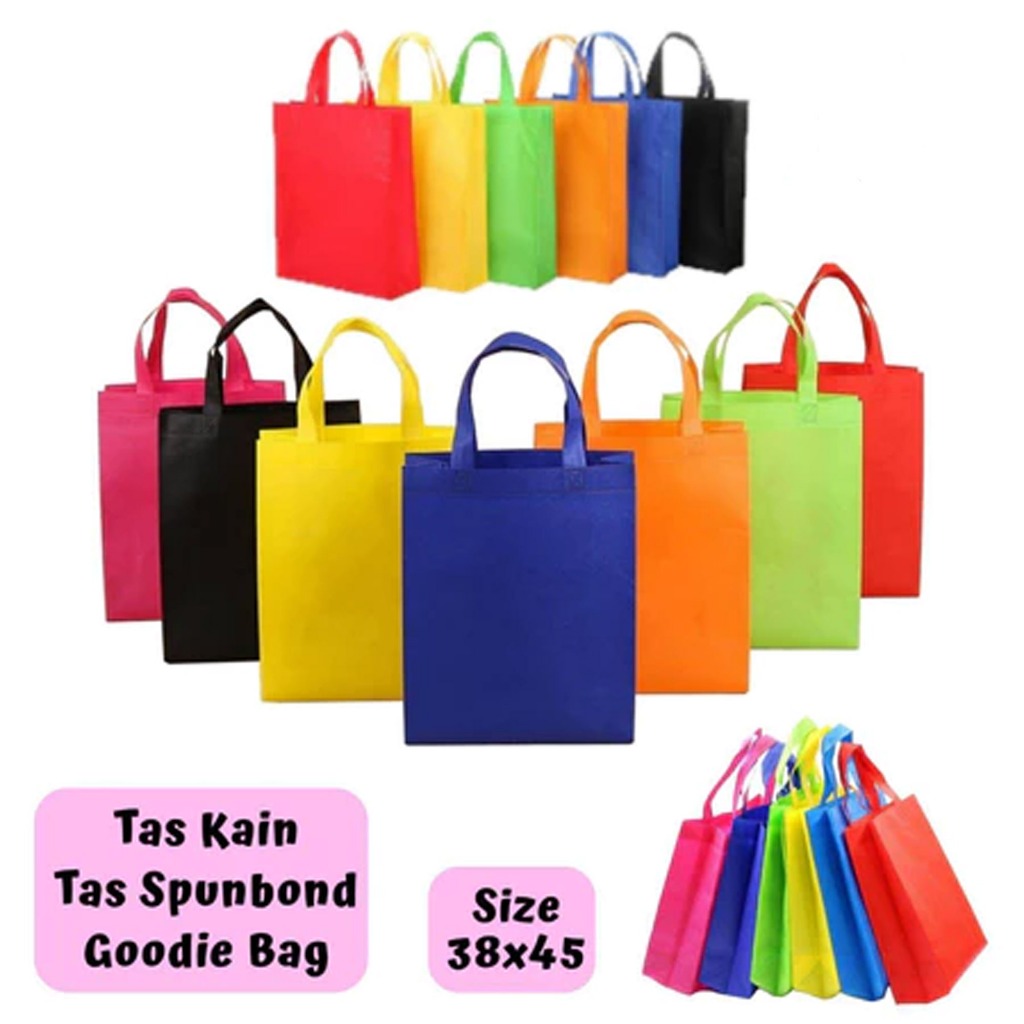 

Tas Belanja 38 x 45 cm Goodie Bag Spunbond Model Tali Handle Kantong Souvenir Kain