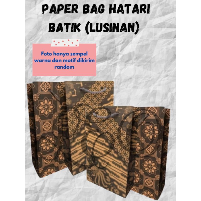 

(LUSINAN) Paper Bag Motif Batik Ukuran 15x7x25 - Elegan dan Unik Tas Kertas Batik Cantik 15x7x25 - Cocok untuk Acara Spesial Paper Bag Motif Batik Ukuran 15x7x25 cm - Elegan & Ramah Lingkungan
