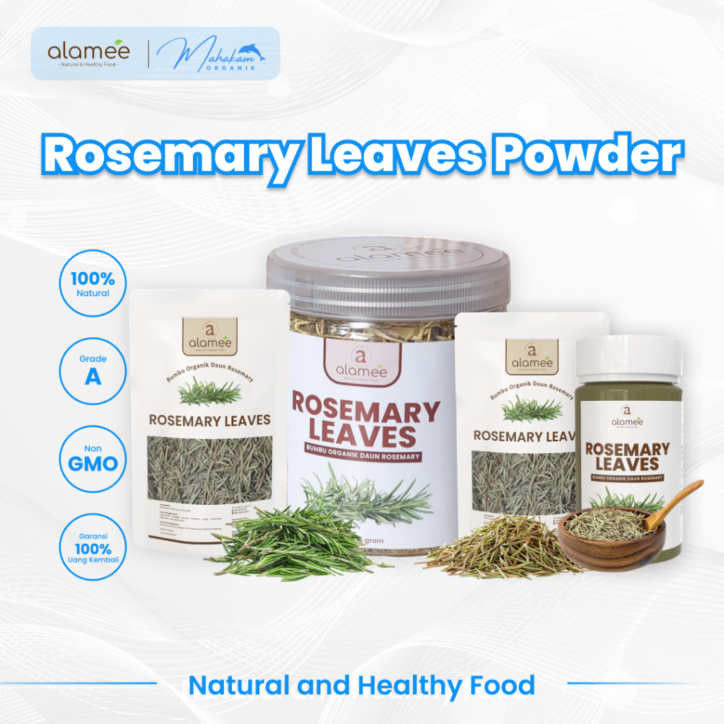 

ALAMEE Daun Rosemary Kering Dried Flakes Leaves Organik Garnish Murni Asli Bumbu Garnis