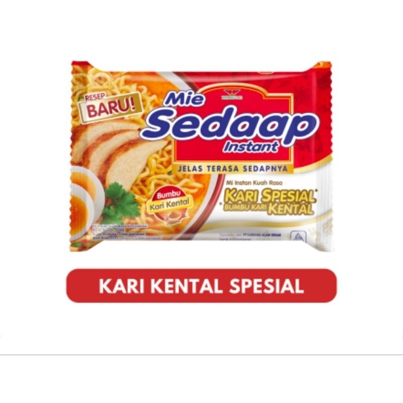 

Mie Sedaap Instant Kari Kental Spesial 75 gram RESEP BARU! dengan Bumbu Kari Kental yang Lebih Mantap!